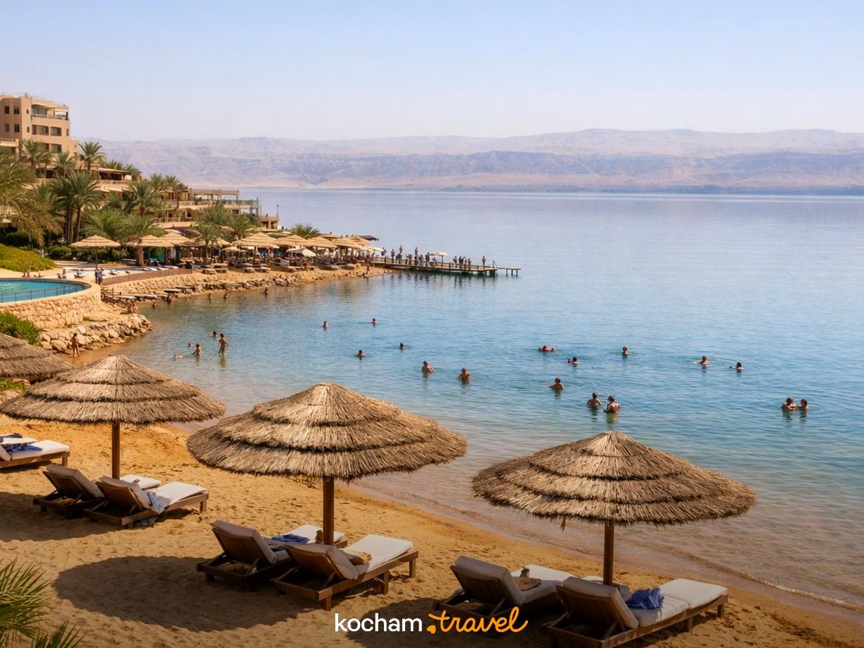 Ilustracja do tematu: Jordania. Ceny jednodniowych wejściówek na prywatne plaże hotelowe nad Morzem Martwym.