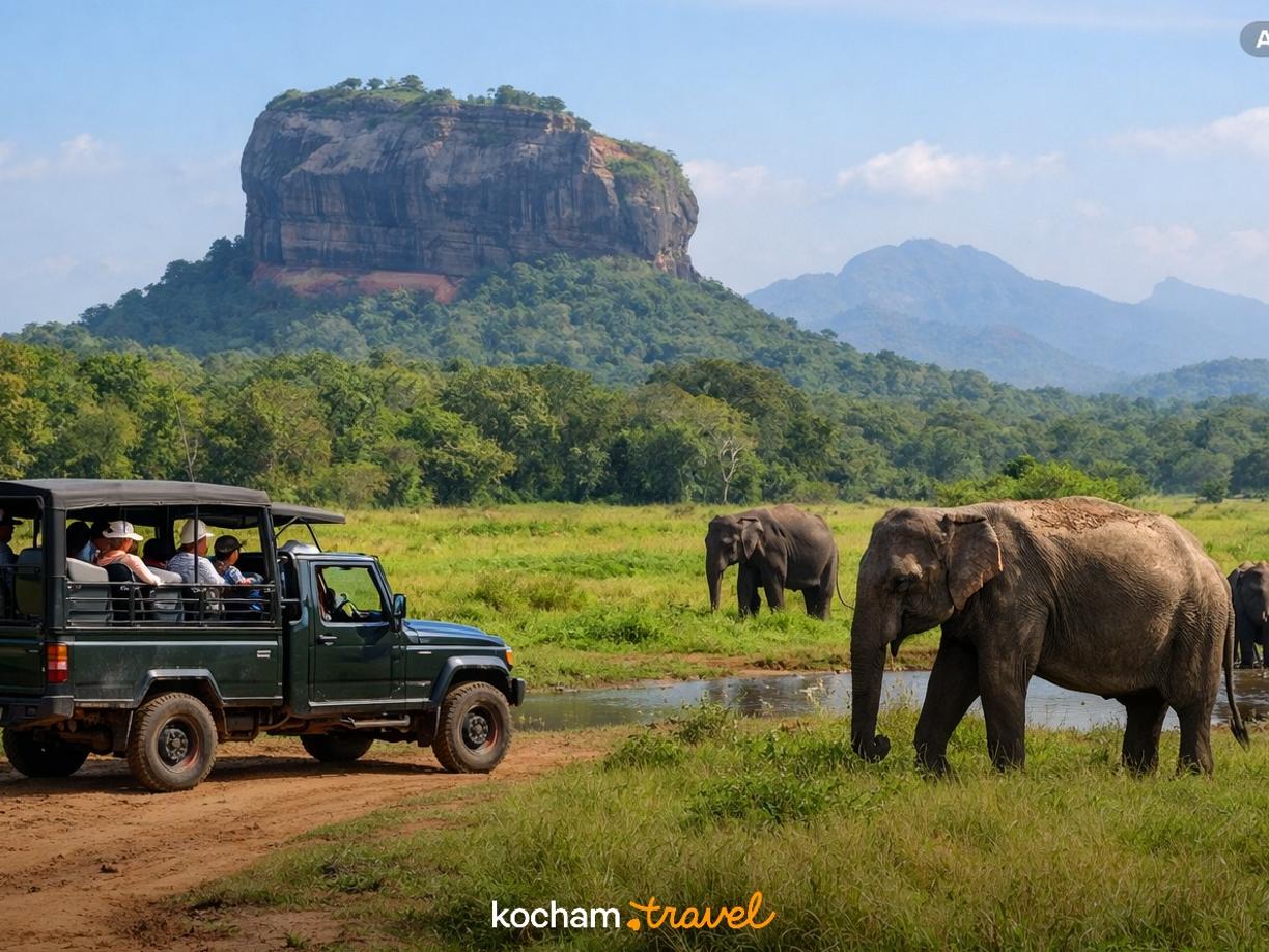 Ilustracja do tematu: Sri Lanka. Ceny safari ze słoniami w okolicach Sigiriyi. Ile zapłacisz za wynajęcie dżipa i bilety wstępu do parku?