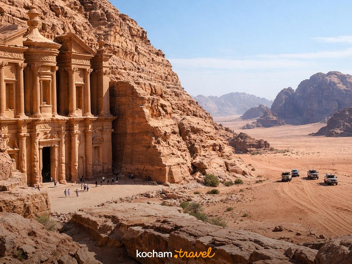 Ilustracja do tematu: Jordania. Wycieczki z Akaby: jak zorganizować jednodniowy wypad do Petry i Wadi Rum?