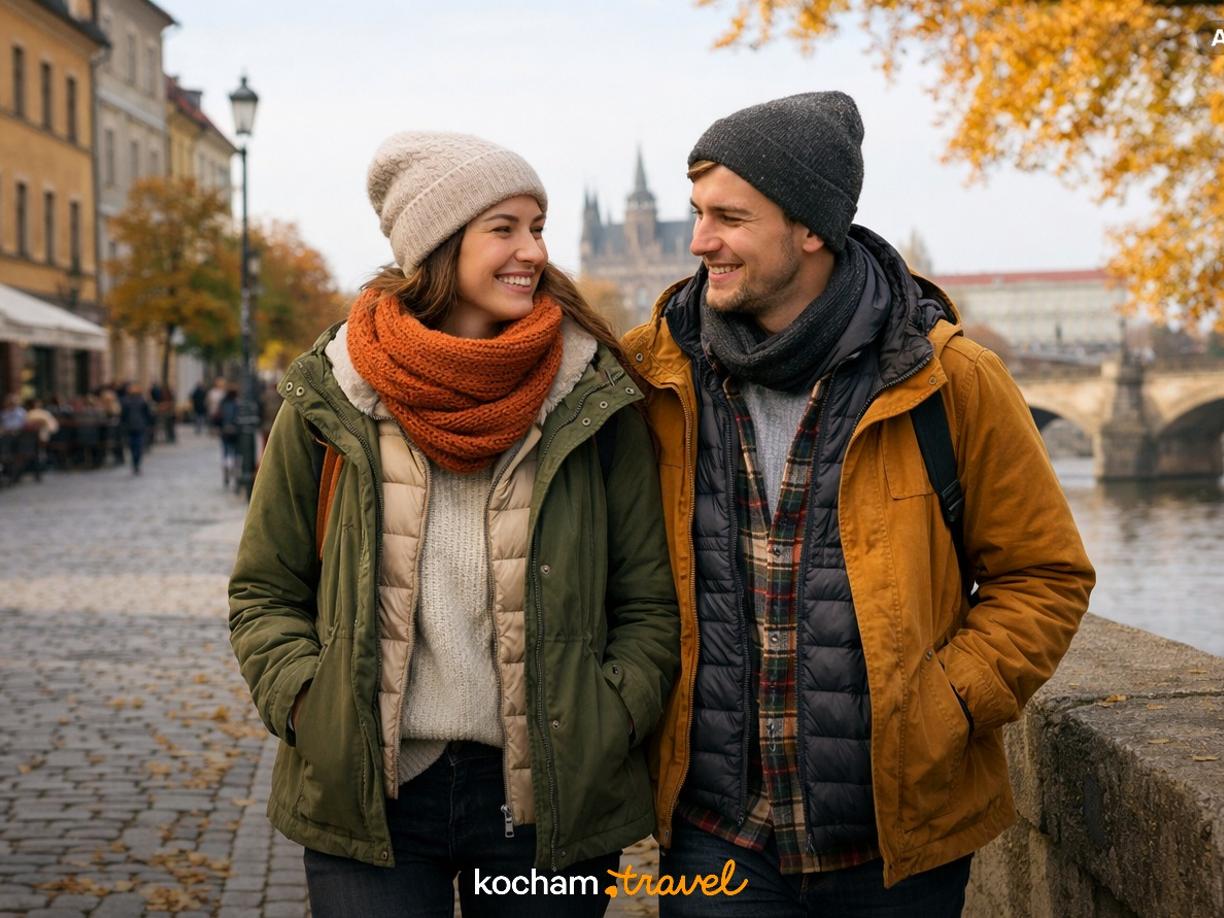 Ilustracja do tematu: Jesienny city break z bagażem podręcznym. Jak ubrać się na cebulkę i spakować ciepłe rzeczy na krótki wyjazd?