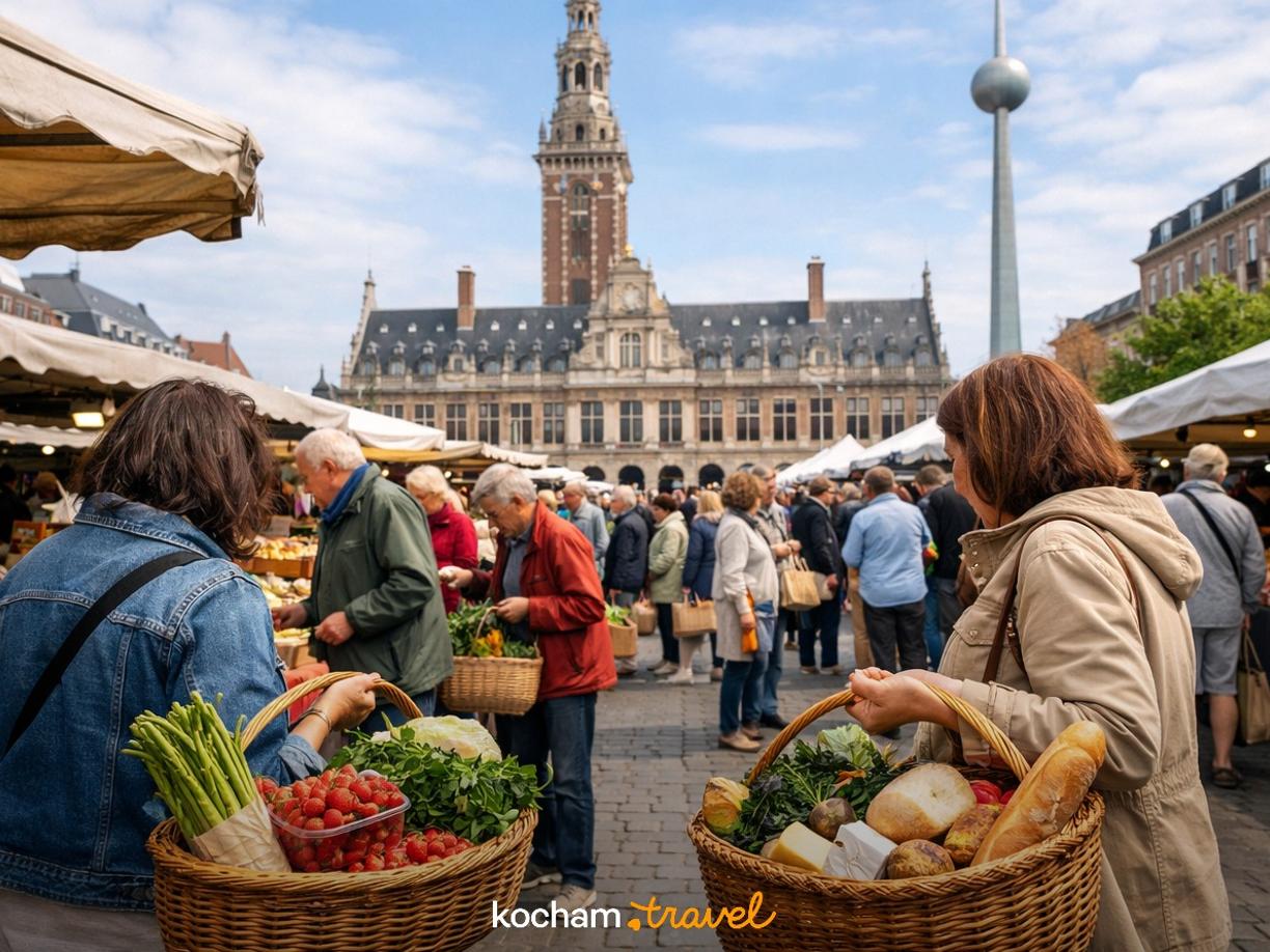 Ilustracja do tematu: Belgia. Piątkowy targ na placu Ladeuzeplein: co ląduje w koszykach mieszkańców Leuven?