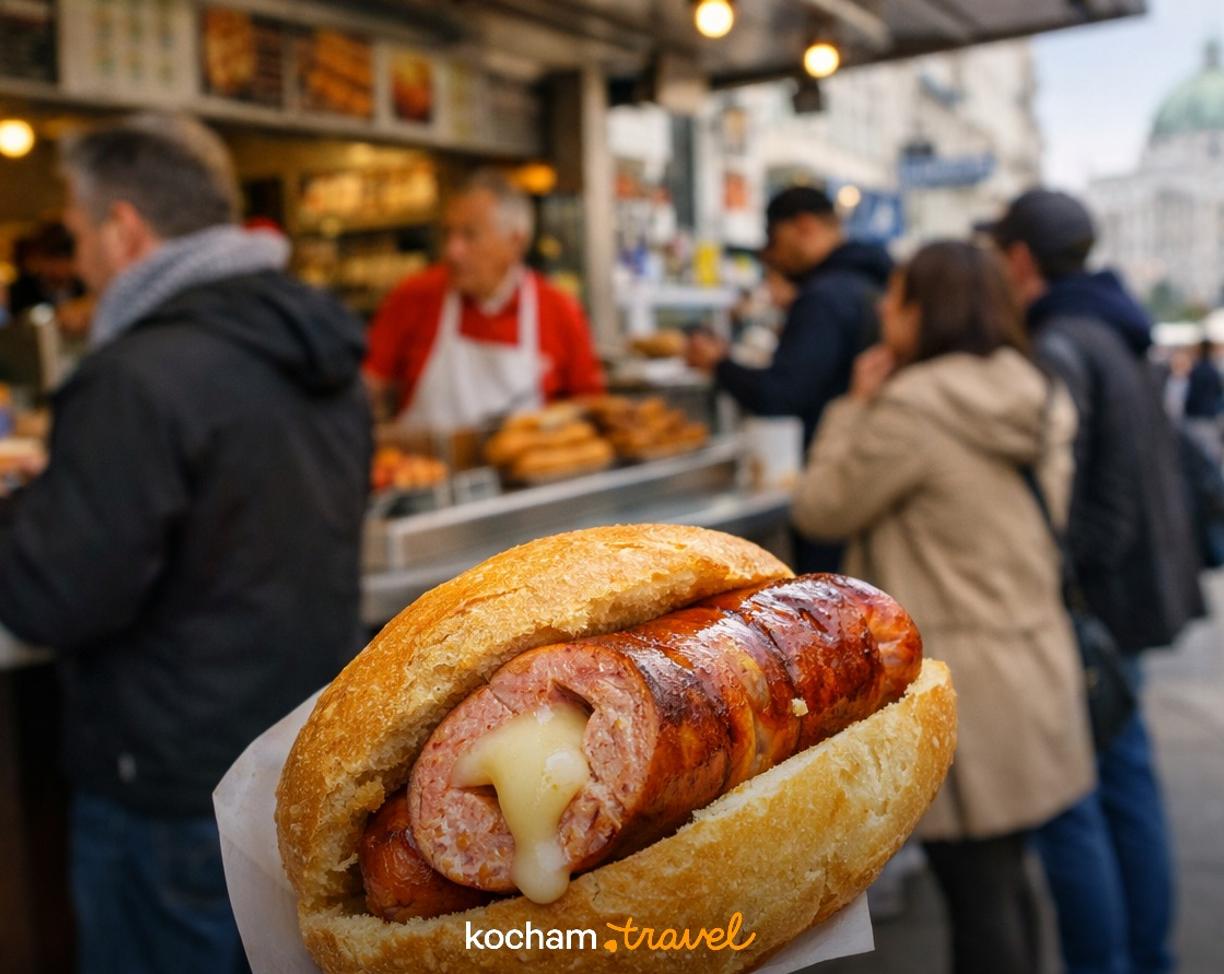 Ilustracja do tematu: Austria. Wiedeński street food: jak zamawiać Käsekrainer i inne lokalne przysmaki przy tradycyjnych budkach w Wiedniu?