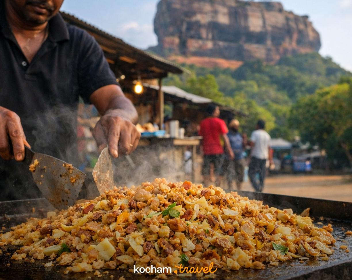 Ilustracja do tematu: Sri Lanka. Kottu roti w cieniu Lwiej Skały. Jak przygotowuje się najgłośniejszy street food w Sigiriyi?