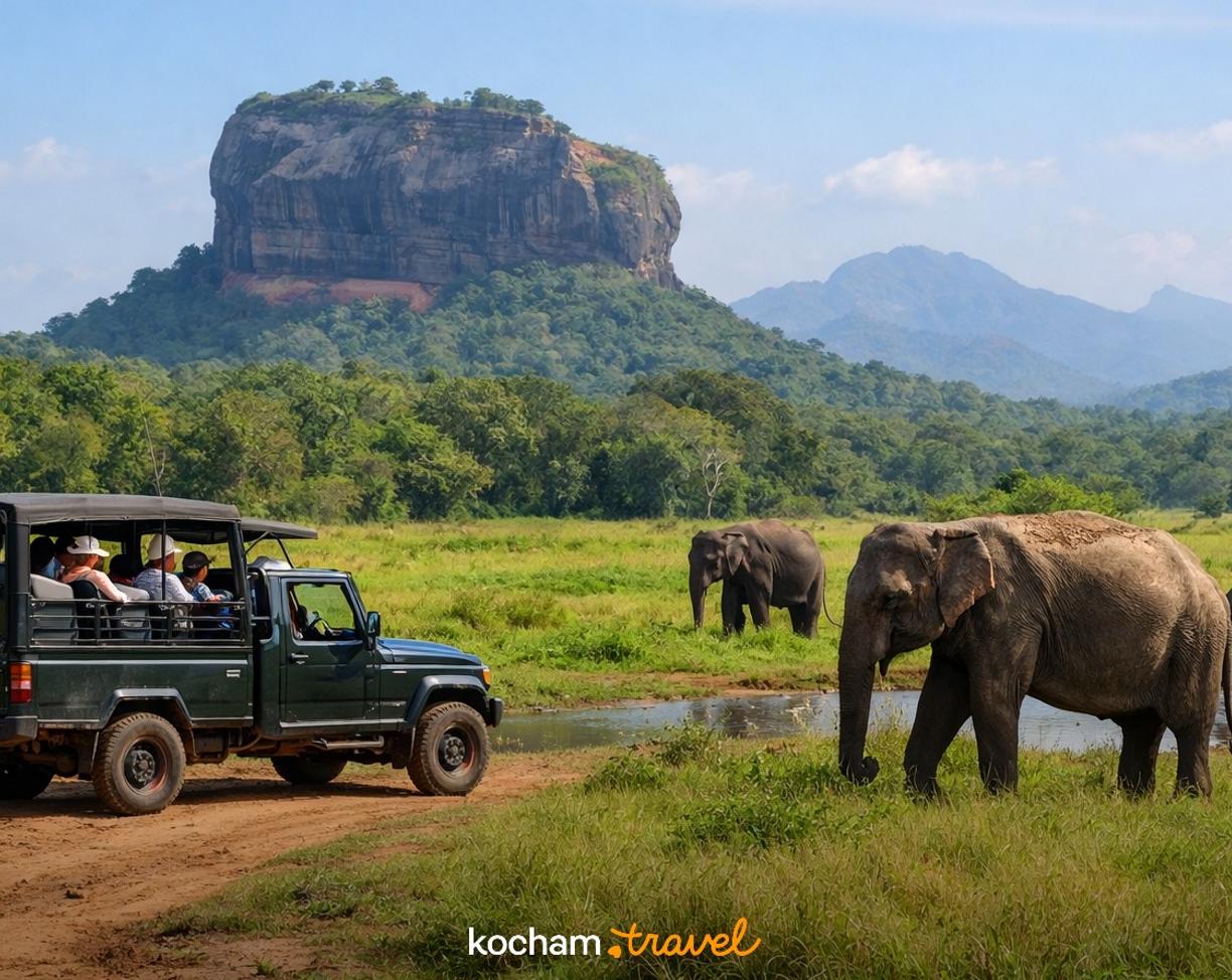 Ilustracja do tematu: Sri Lanka. Ceny safari ze słoniami w okolicach Sigiriyi. Ile zapłacisz za wynajęcie dżipa i bilety wstępu do parku?