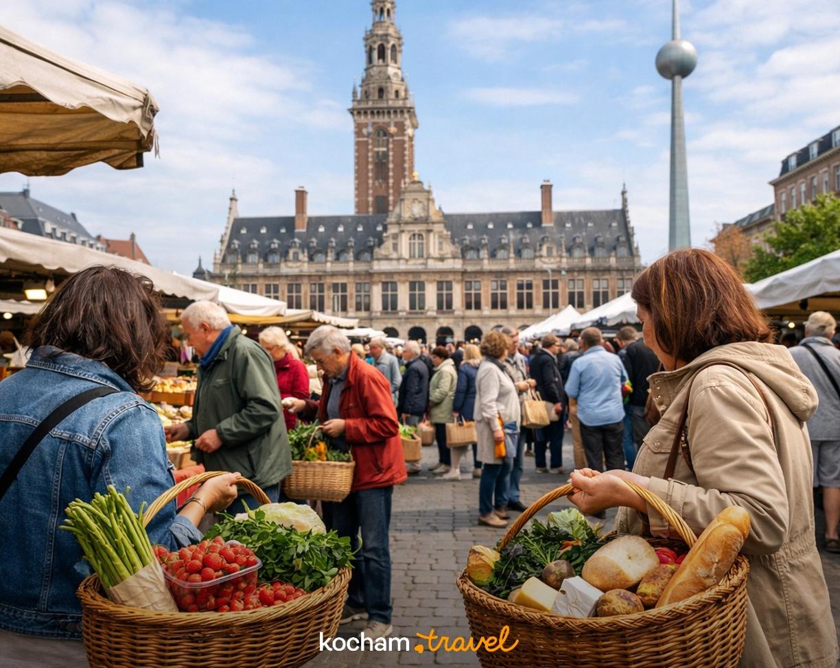 Ilustracja do tematu: Belgia. Piątkowy targ na placu Ladeuzeplein: co ląduje w koszykach mieszkańców Leuven?