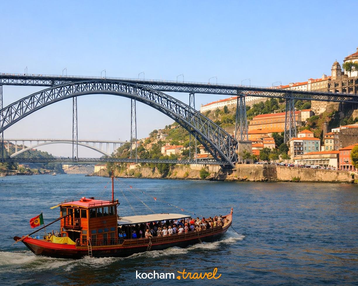 Ilustracja do tematu: City break z Gdańska: Porto - przewodnik po imponujących mostach i rejsach statkiem po rzece Duero w Portugalii.