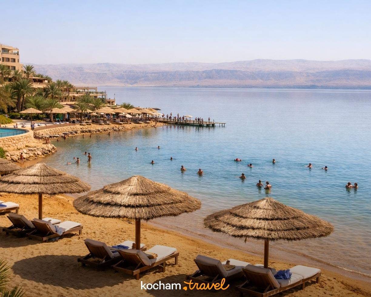 Ilustracja do tematu: Jordania. Ceny jednodniowych wejściówek na prywatne plaże hotelowe nad Morzem Martwym.