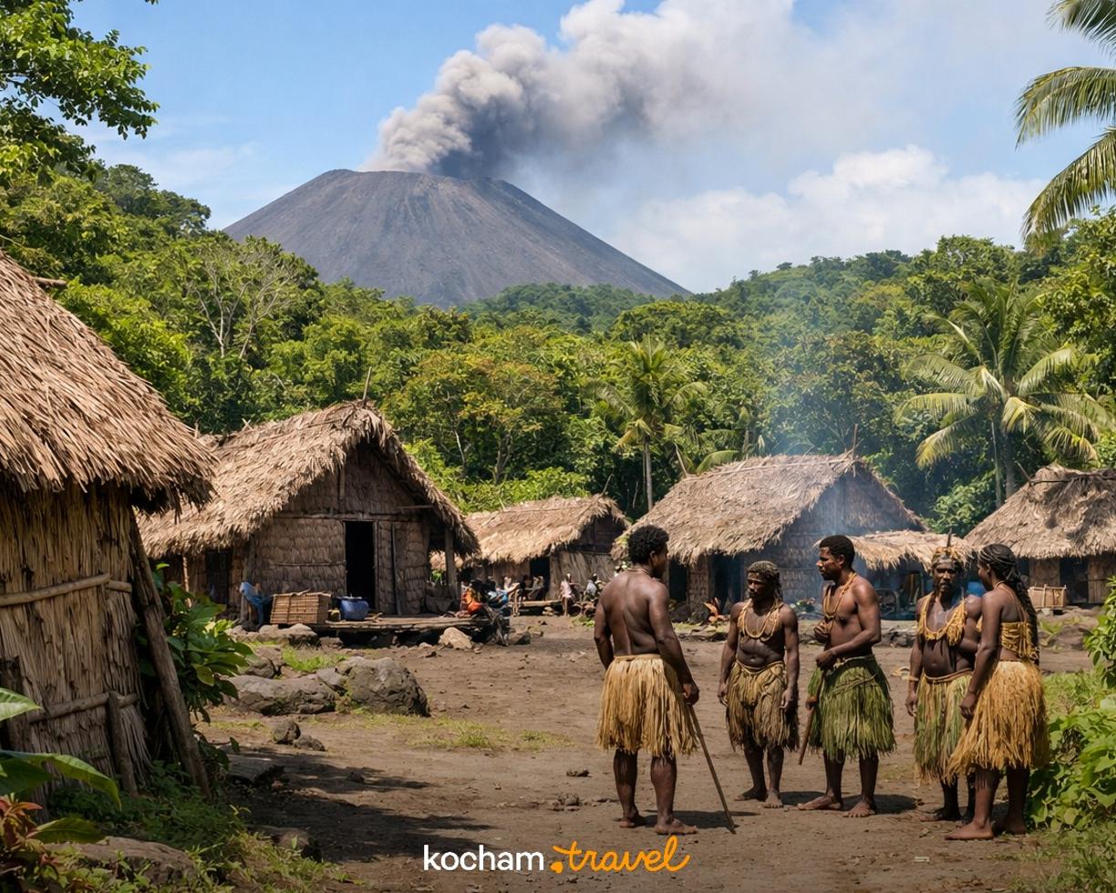 Ilustracja do tematu: Gotowy pomysł na urlop w Vanuatu i odkrywanie tradycyjnych wiosek plemiennych na wyspie Tanna