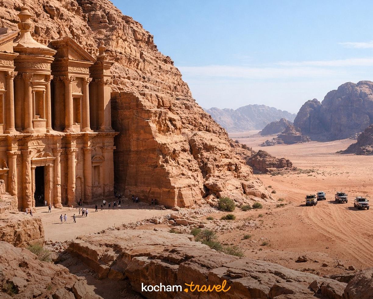 Ilustracja do tematu: Jordania. Wycieczki z Akaby: jak zorganizować jednodniowy wypad do Petry i Wadi Rum?