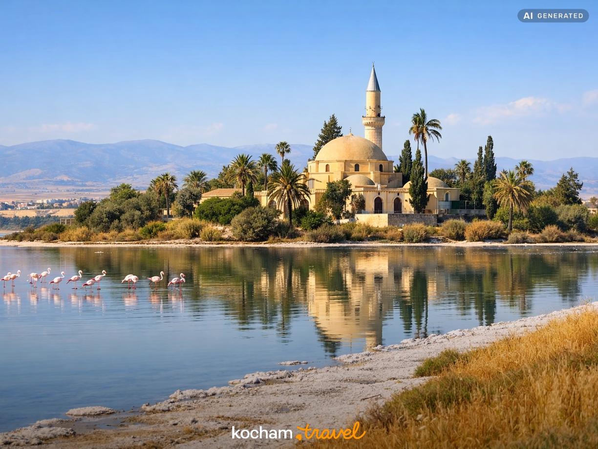 Słone Jezioro w Larnace i Meczet Hala Sultan Tekke w Larnaka