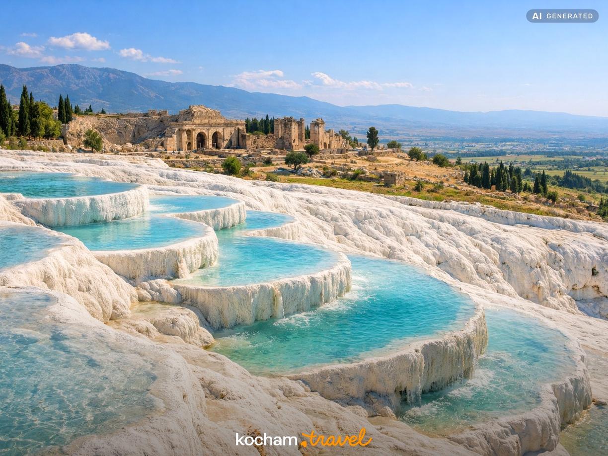Dzień 7: Białe tarasy Pamukkale i starożytne Hierapolis w Turcja