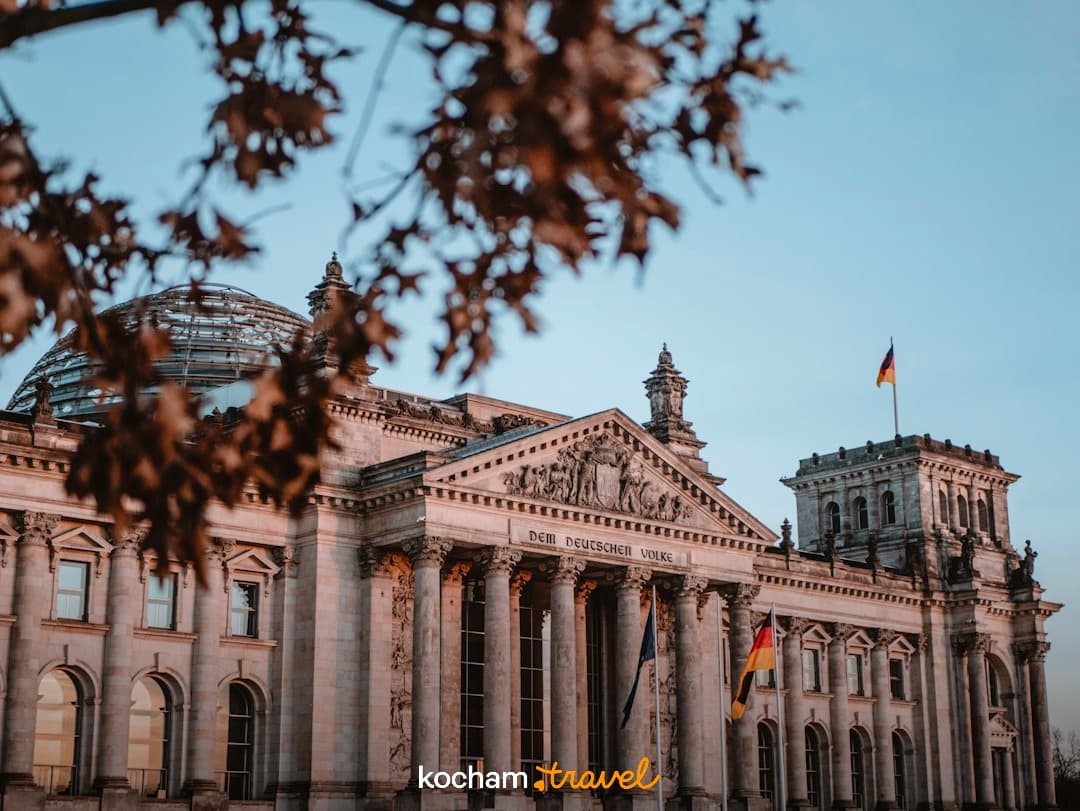 Reichstag Berlin, budynek parlamentu, zachód słońca, architektura, Niemcy.