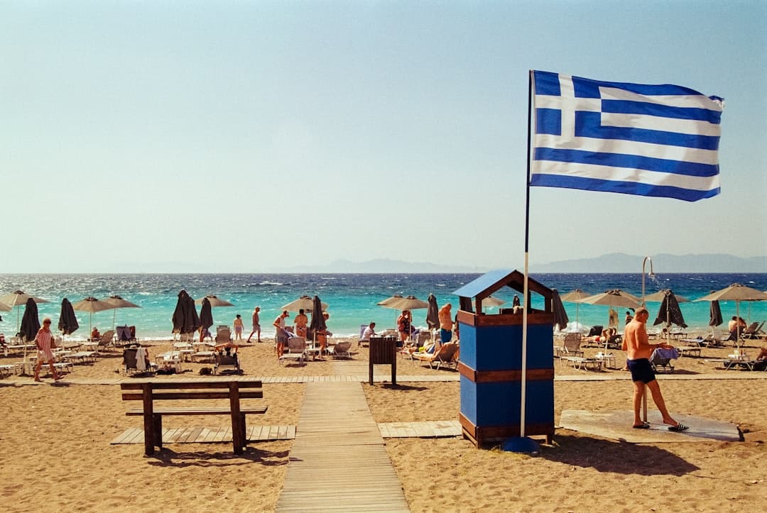 Zachód słońca na greckiej plaży