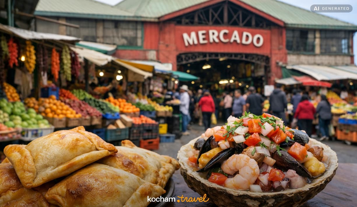 Ilustracja do tematu: Chile. Mercado El Cardonal w Valparaíso: co kupić i czego spróbować na najstarszym targu w mieście.
