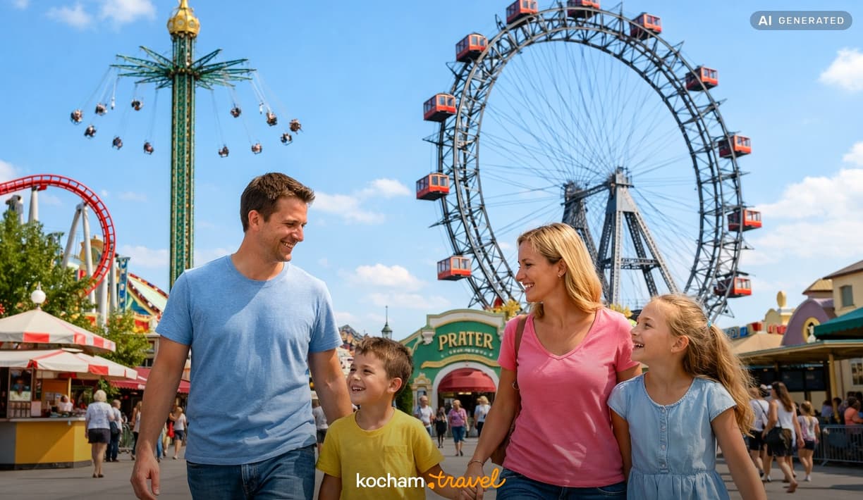 Ilustracja do tematu: Gotowy pomysł na wyjazd do Wiednia w Austrii na rodzinną zabawę w słynnym parku rozrywki Prater