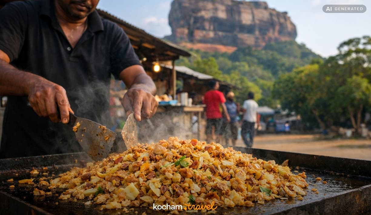 Ilustracja do tematu: Sri Lanka. Kottu roti w cieniu Lwiej Skały. Jak przygotowuje się najgłośniejszy street food w Sigiriyi?