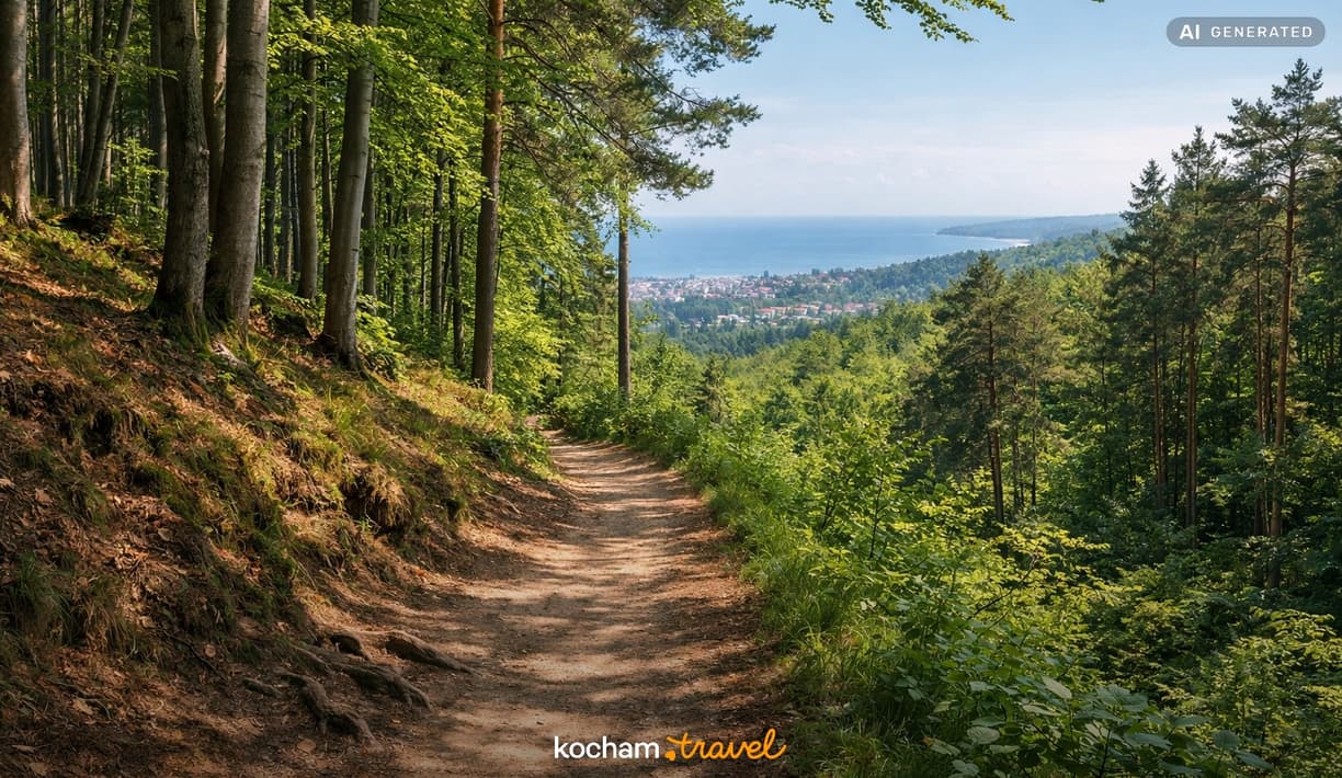 Ilustracja do tematu: Trójmiejski Park Krajobrazowy na pograniczu Sopotu. Najlepsze leśne szlaki na spokojny spacer
