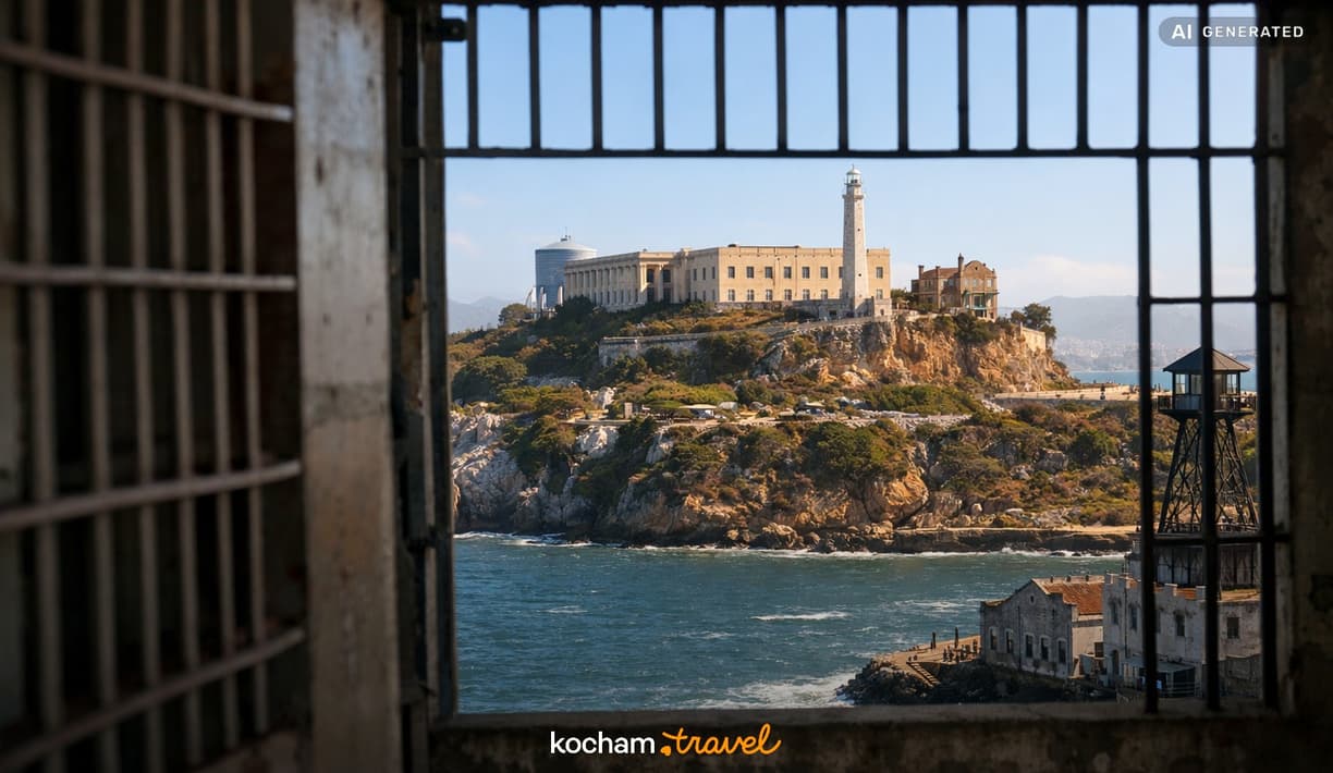 Ilustracja do tematu: Stany Zjednoczone. Zwiedzanie więzienia Alcatraz i mroczna historia słynnej wyspy w San Francisco