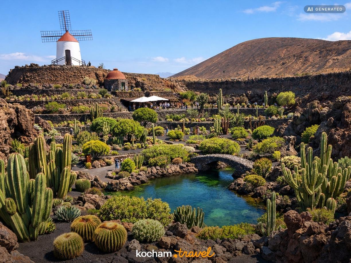 Jardín de Cactus: Zielona oaza w wulkanicznym kraterze w Lanzarote