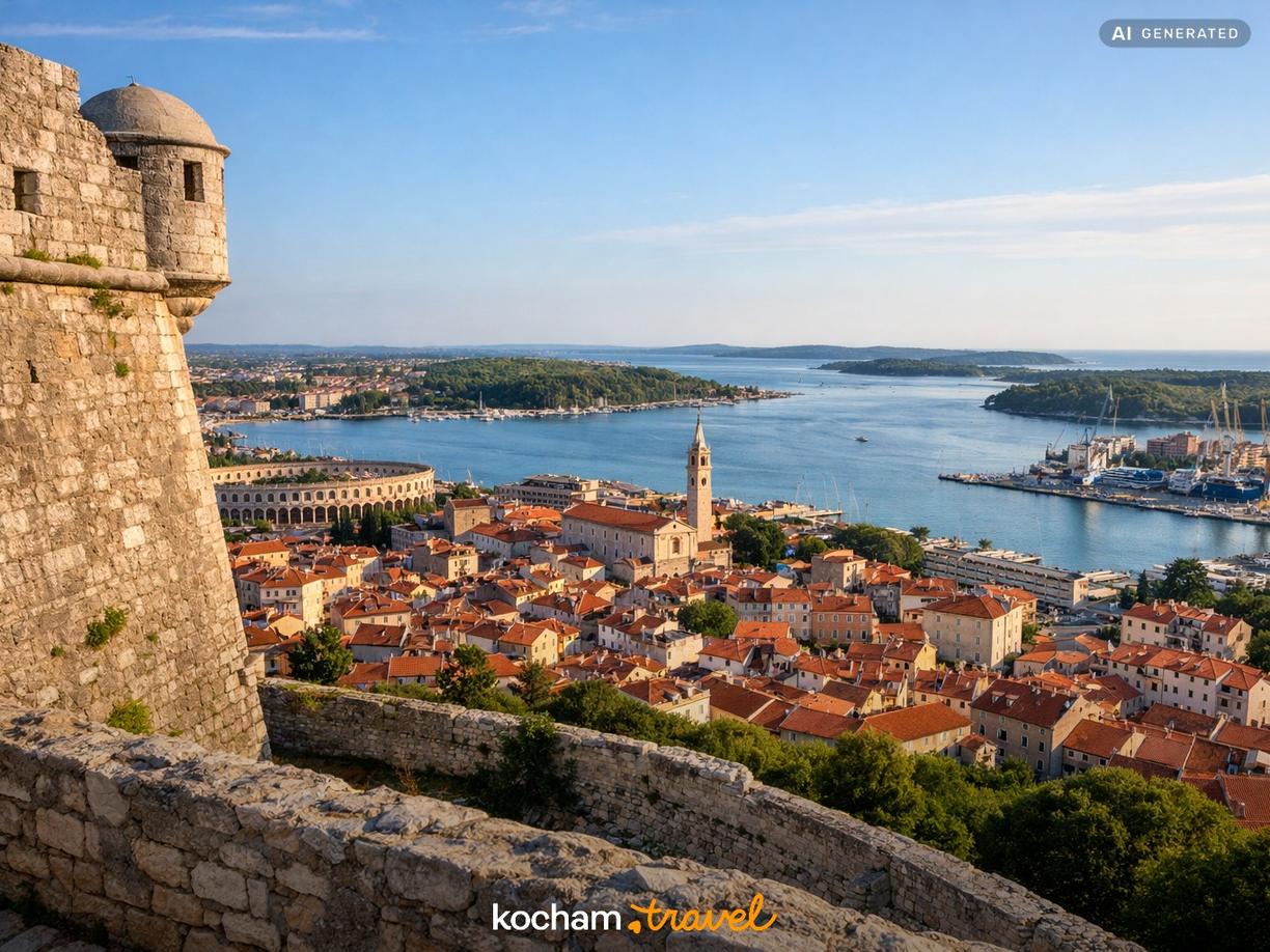 Wzgórze Kaštel – Panorama miasta i zatoki w Pula