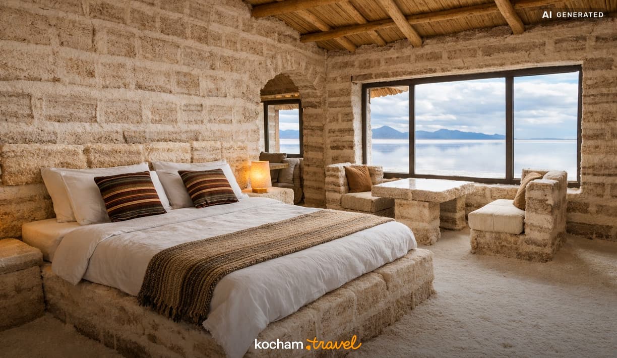 Ilustracja do tematu: Gdzie nocować w Salar de Uyuni w Boliwii, aby doświadczyć spania w hotelu z soli?