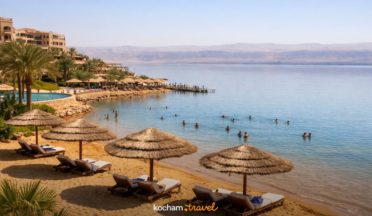 Ilustracja do tematu: Jordania. Ceny jednodniowych wejściówek na prywatne plaże hotelowe nad Morzem Martwym.