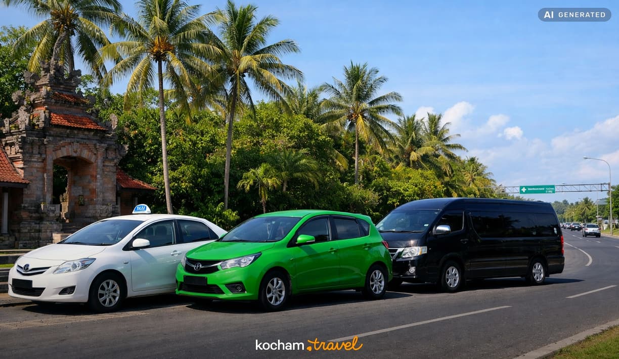 Ilustracja do tematu: Indonezja. Koszty transferu z lotniska Denpasar do Nusa Dua: porównanie cen taksówek, aplikacji Grab i prywatnych busów.