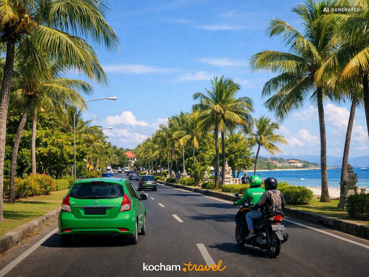 Aplikacje transportowe: Grab i Gojek na Bali w Nusa Dua