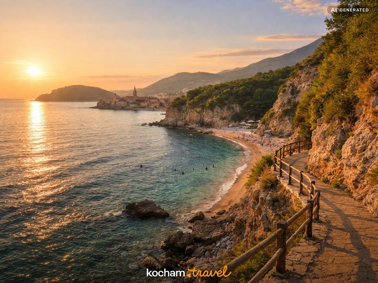 Plaża Mogren i ścieżka brzegowa w Budva