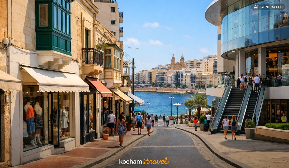 Ilustracja do tematu: Malta. Przewodnik po lokalnych butikach i centrach handlowych w mieście Sliema