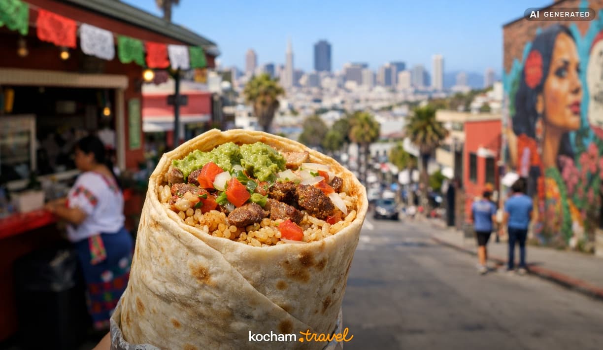 Ilustracja do tematu: Stany Zjednoczone. Kultowy Mission burrito i meksykańskie tradycje kulinarne w San Francisco