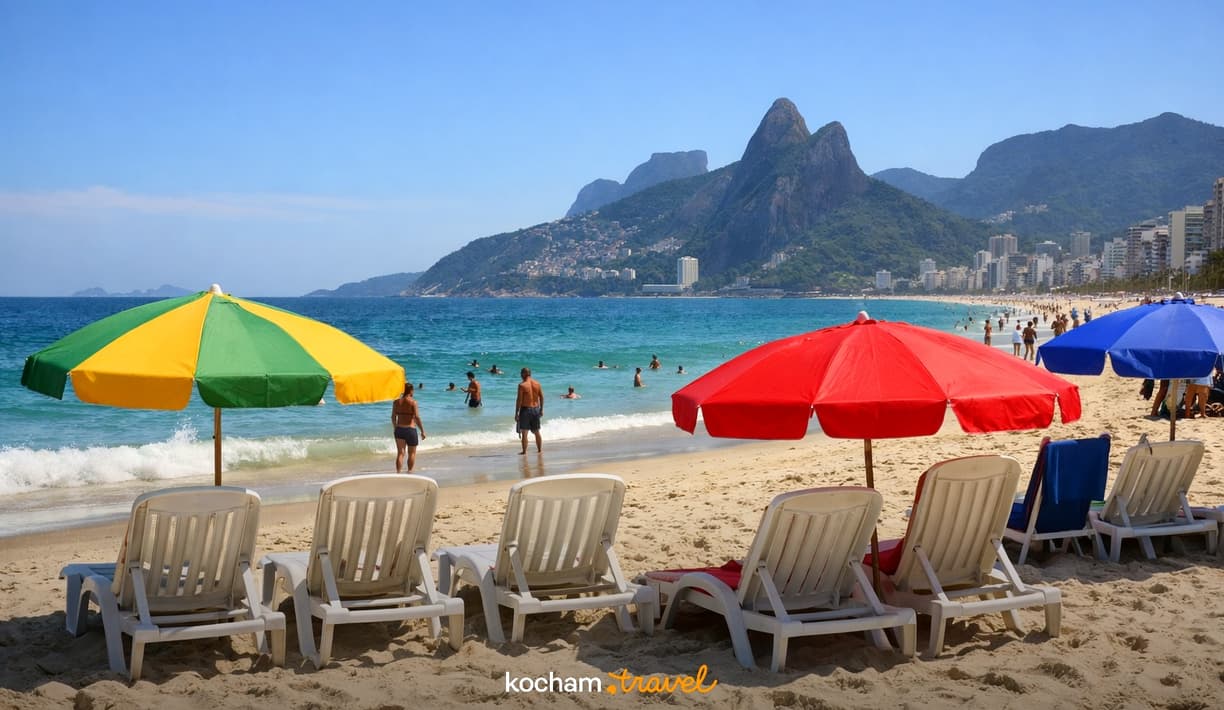 Ilustracja do tematu: Brazylia. Ceny na plażach w Rio de Janeiro. Ile zapłacimy za wynajem leżaka i parasola na Copacabanie i Ipanemie