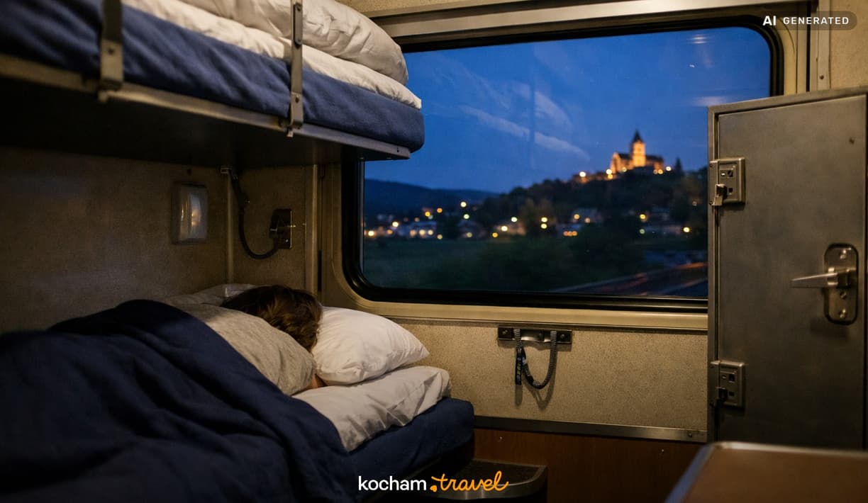 Ilustracja do tematu: Podróż nocnym pociągiem po Europie. Jak wybrać przedział sypialny i zadbać o bezpieczeństwo swoich rzeczy?
