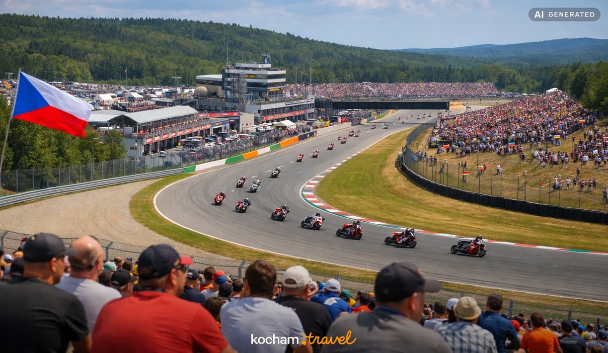 Ilustracja do tematu: Czechy. Jak samemu zorganizować wyjazd na wyścigi MotoGP w Brnie: rezerwacja biletów, dojazd na tor Masaryka i omijanie tłumów