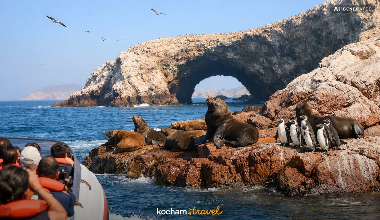 Ilustracja do tematu: Peru. Rejs na wyspy Ballestas z miasteczka Paracas w poszukiwaniu lwów morskich i pingwinów