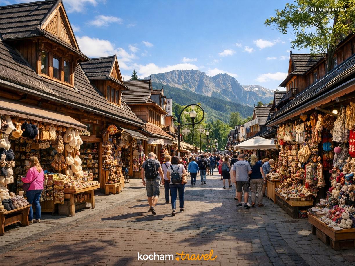 Krupówki, pamiątki i lokalne rękodzieło w Zakopane