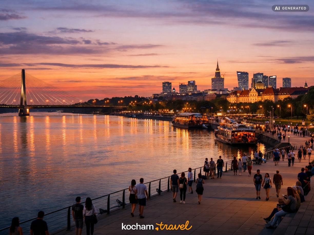 Powiśle: Wieczorne spacery nad Wisłą w Warszawa