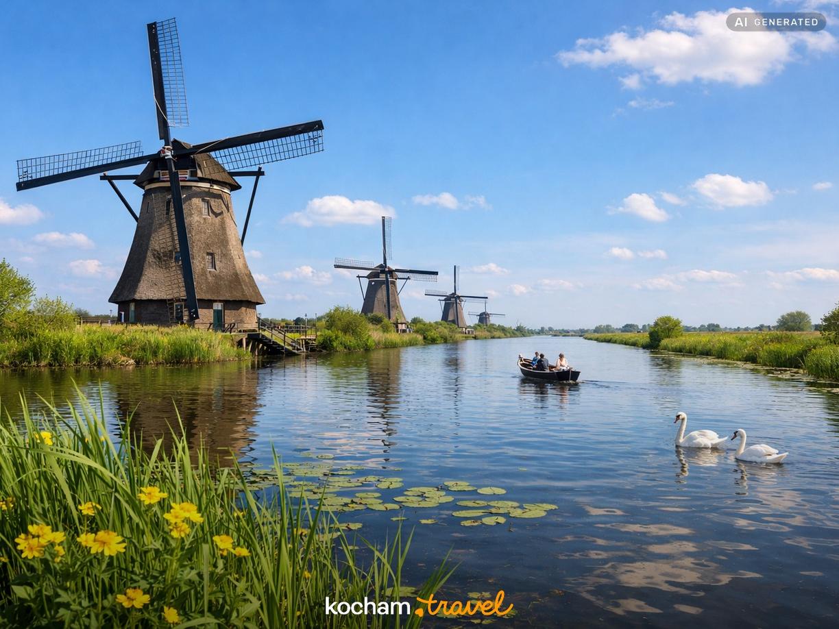 Wiatraki i historyczny urok regionu w Rotterdam