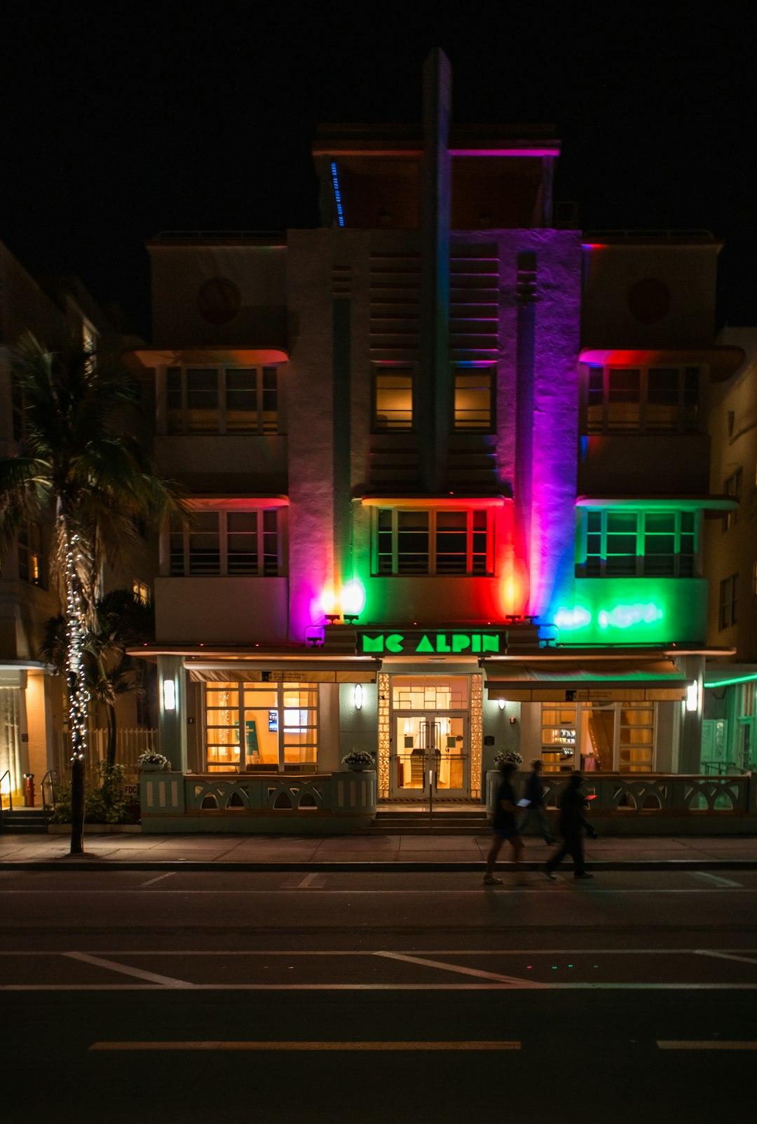 Colorful nightlife in South Beach, Miami