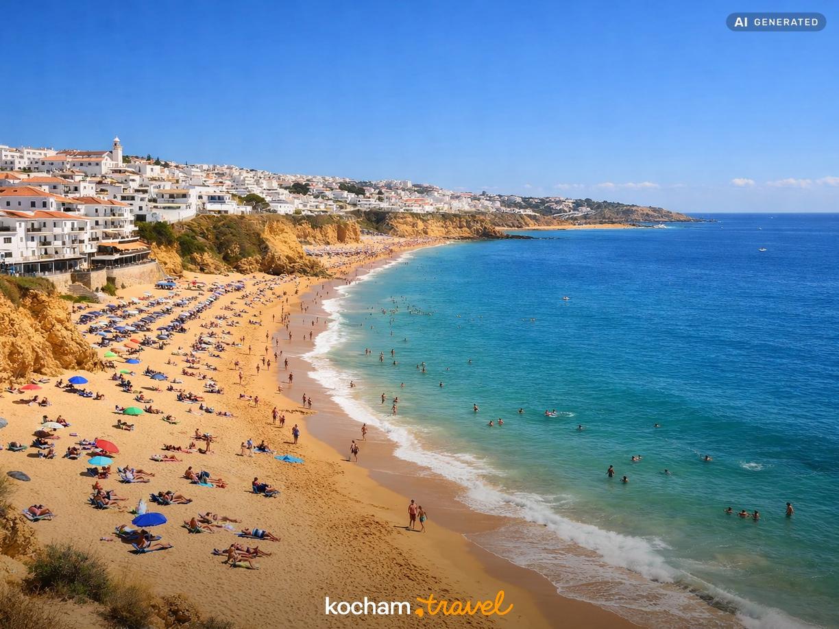 Plaże pełne słońca: Praia de Albufeira i Praia da Oura w Albufeira