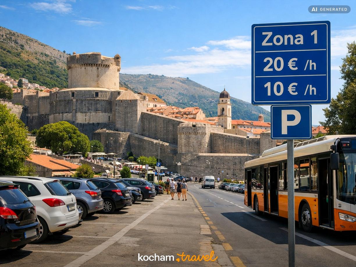 Strefy parkowania i cennik w okolicach Starego Miasta w Dubrownik