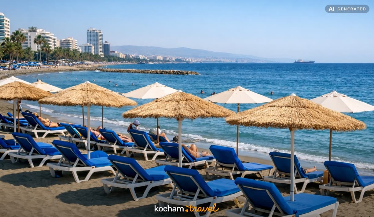 Ilustracja do tematu: Cypr. Ceny leżaków i parasoli na plażach w Limassol: z jakim dziennym wydatkiem trzeba się liczyć?