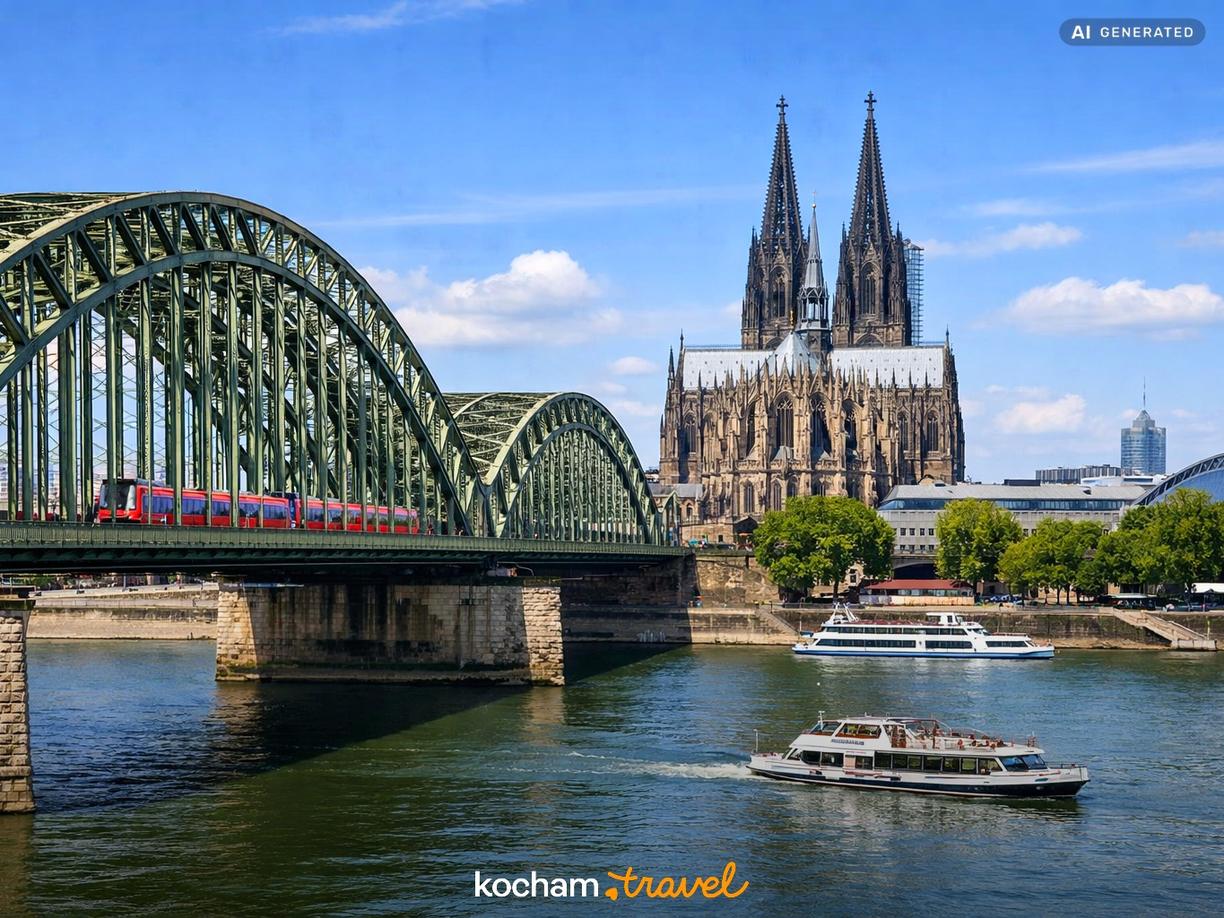 Most Hohenzollernów - ikoniczny widok na miasto w Kolonia