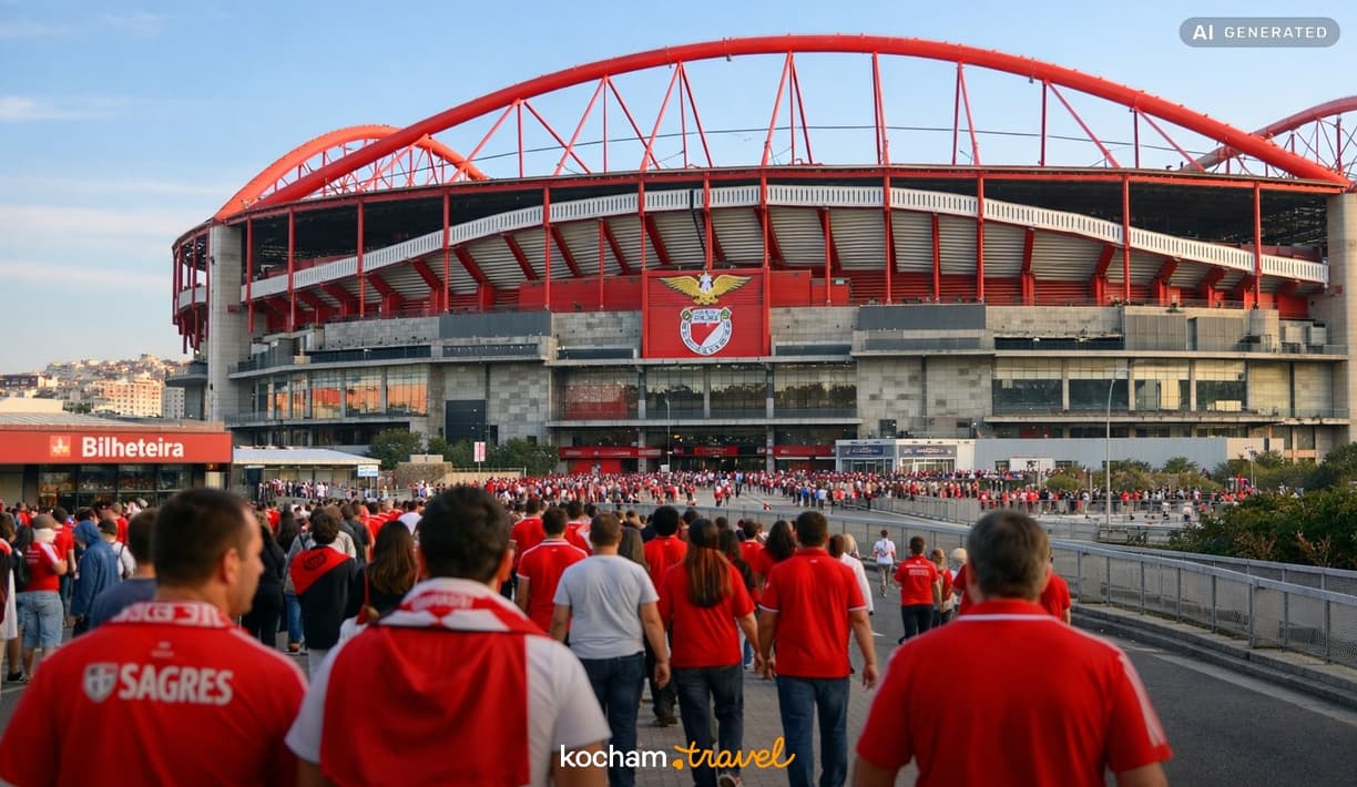 Ilustracja do tematu: Portugalia. Jak samemu zorganizować wyjazd na mecz Benfiki w Lizbonie: zakup biletów, terminy spotkań i stadionowa logistyka