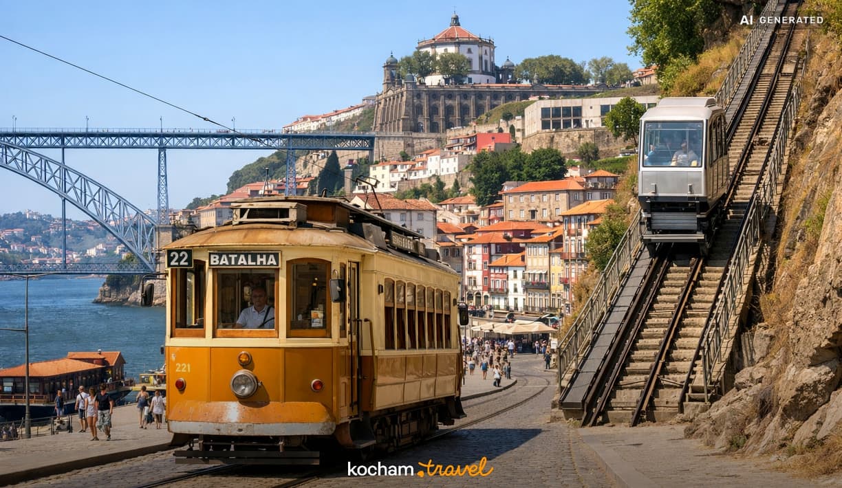 Ilustracja do tematu: City break z Warszawy: Porto - zwiedzanie portugalskiego miasta szlakiem zabytkowych tramwajów i kolejek.