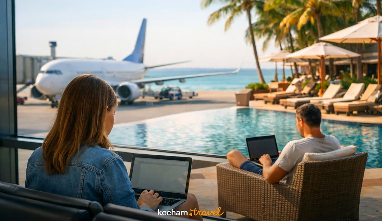 Ilustracja do tematu: Publiczne Wi-Fi w hotelu i na lotnisku. Jak bezpiecznie korzystać z internetu na wakacjach?