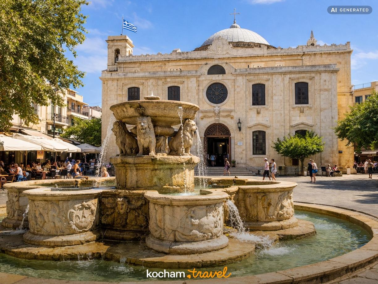 Serce Starego Miasta: Fontanny i Bazylika w Heraklion
