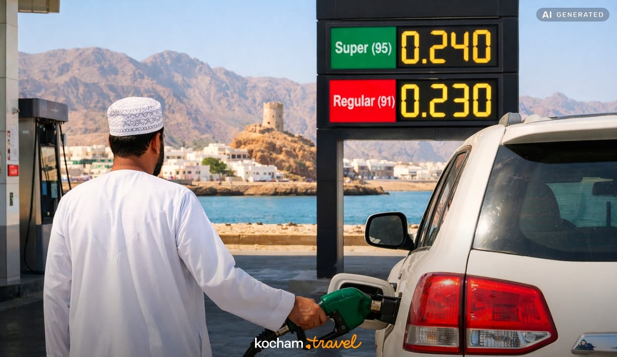 Ilustracja do tematu: Oman. Ceny paliwa na stacjach w Sur: ile kosztuje litr benzyny i tankowanie auta do pełna (ok. 0,24 OMR za litr)?