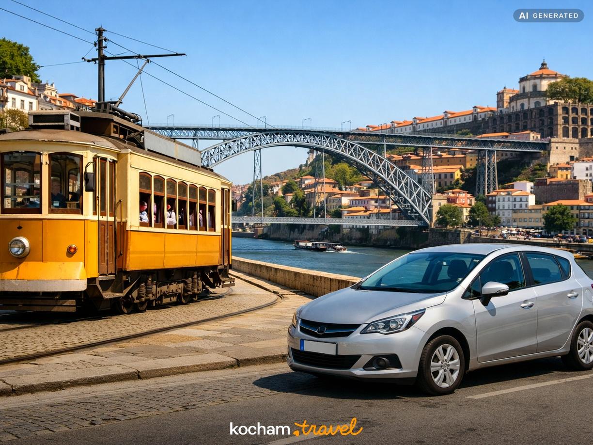 Transport na miejscu: Komunikacja miejska i wynajem auta w Portugalia