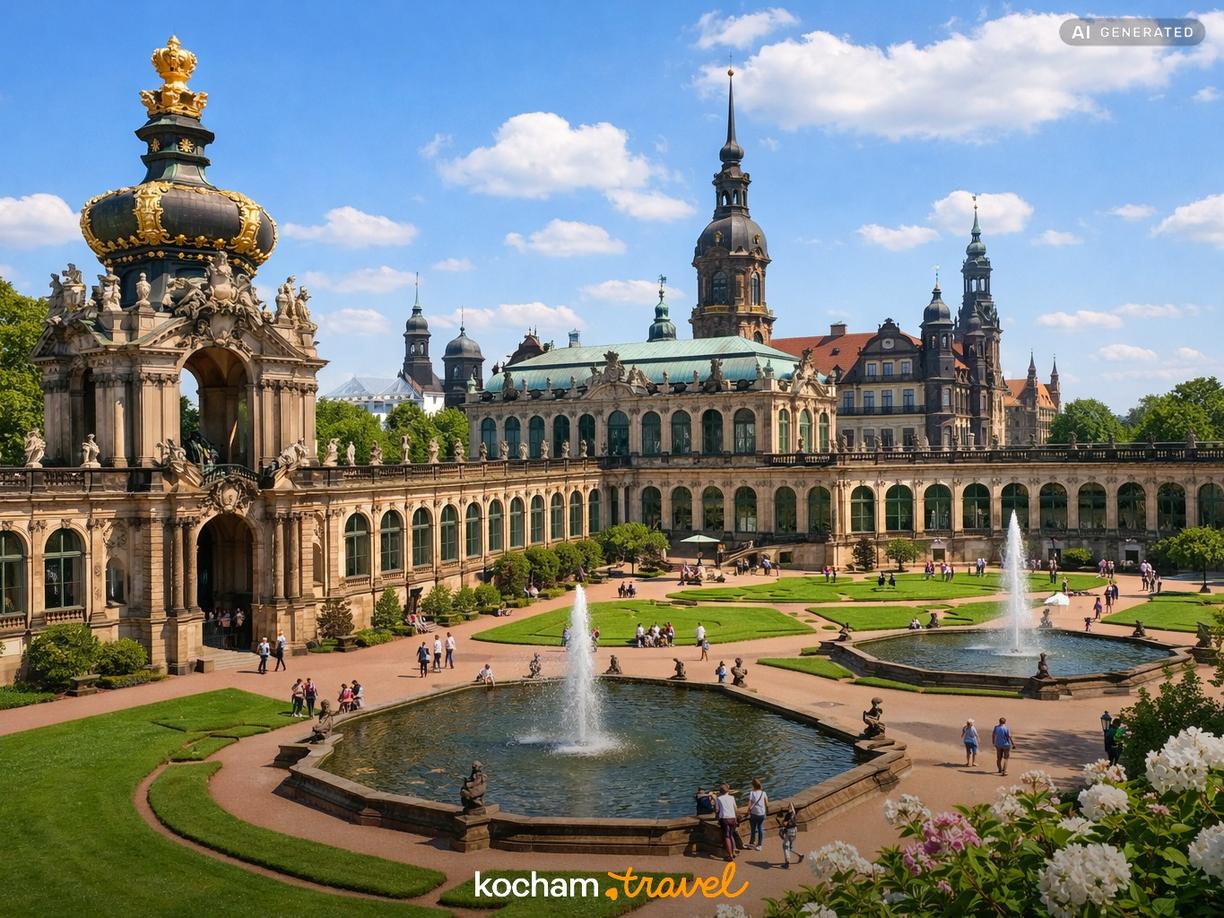 Pałac Zwinger i królewskie ogrody w Drezno
